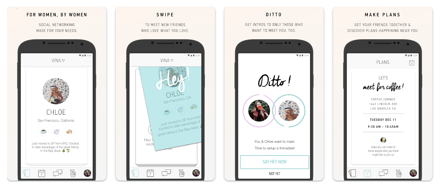 Hey! VINA app interface