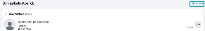 Facebook search history with Clear searches highlighted.