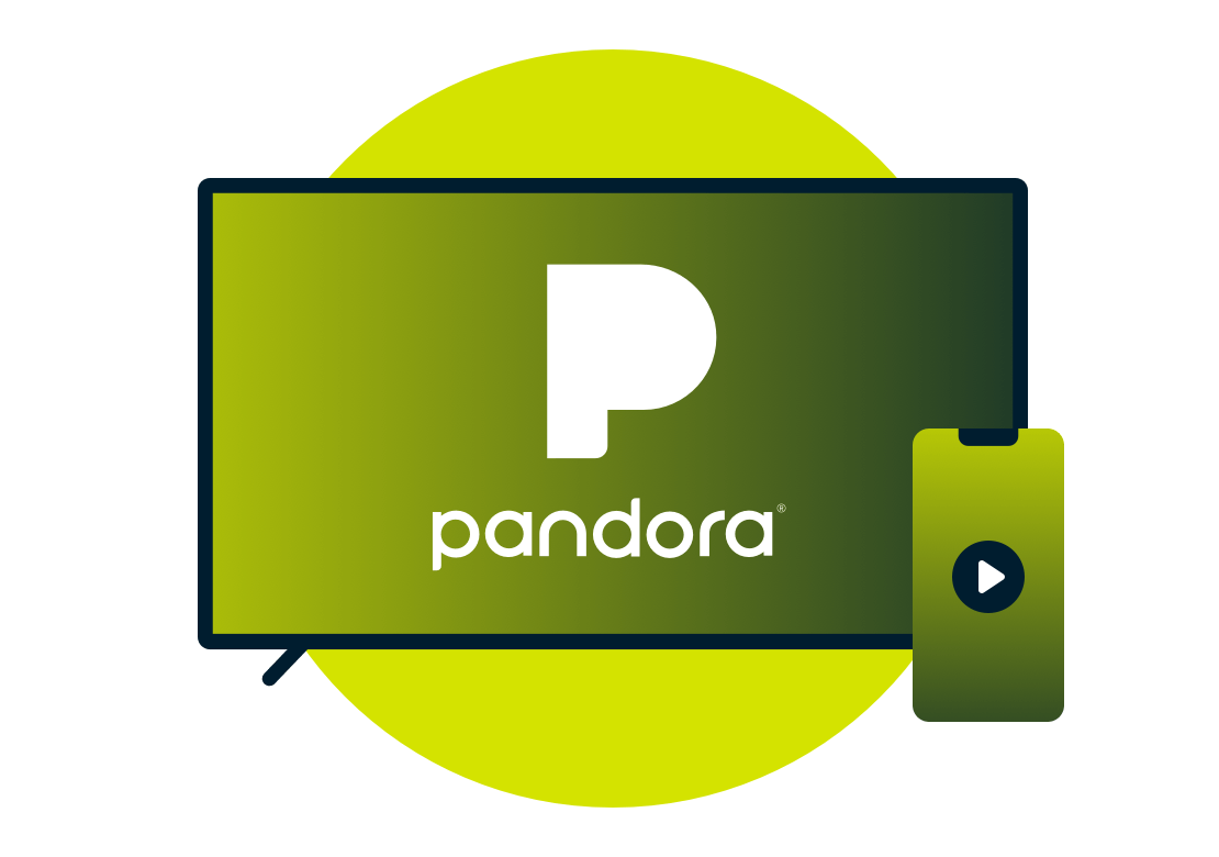 Ekran telewizora z logo Pandory.
