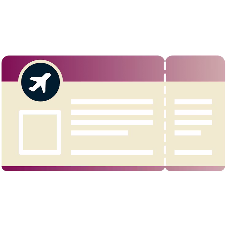 Passe de embarque com um s&iacute;mbolo de avi&atilde;o.