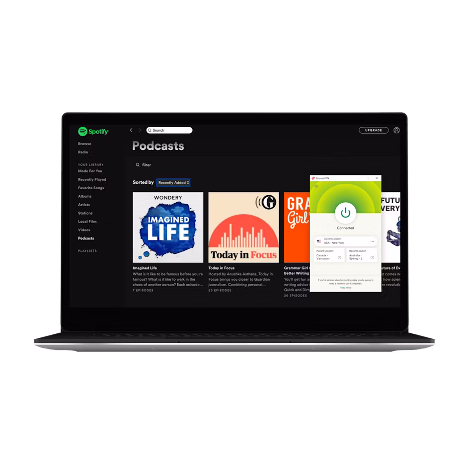 Interfejs Spotify z VPN.