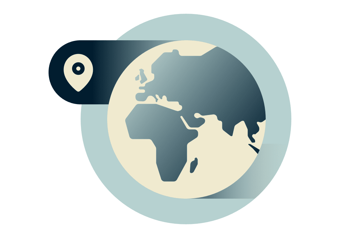 Globe showing Europe, Africa, and the Middle East.